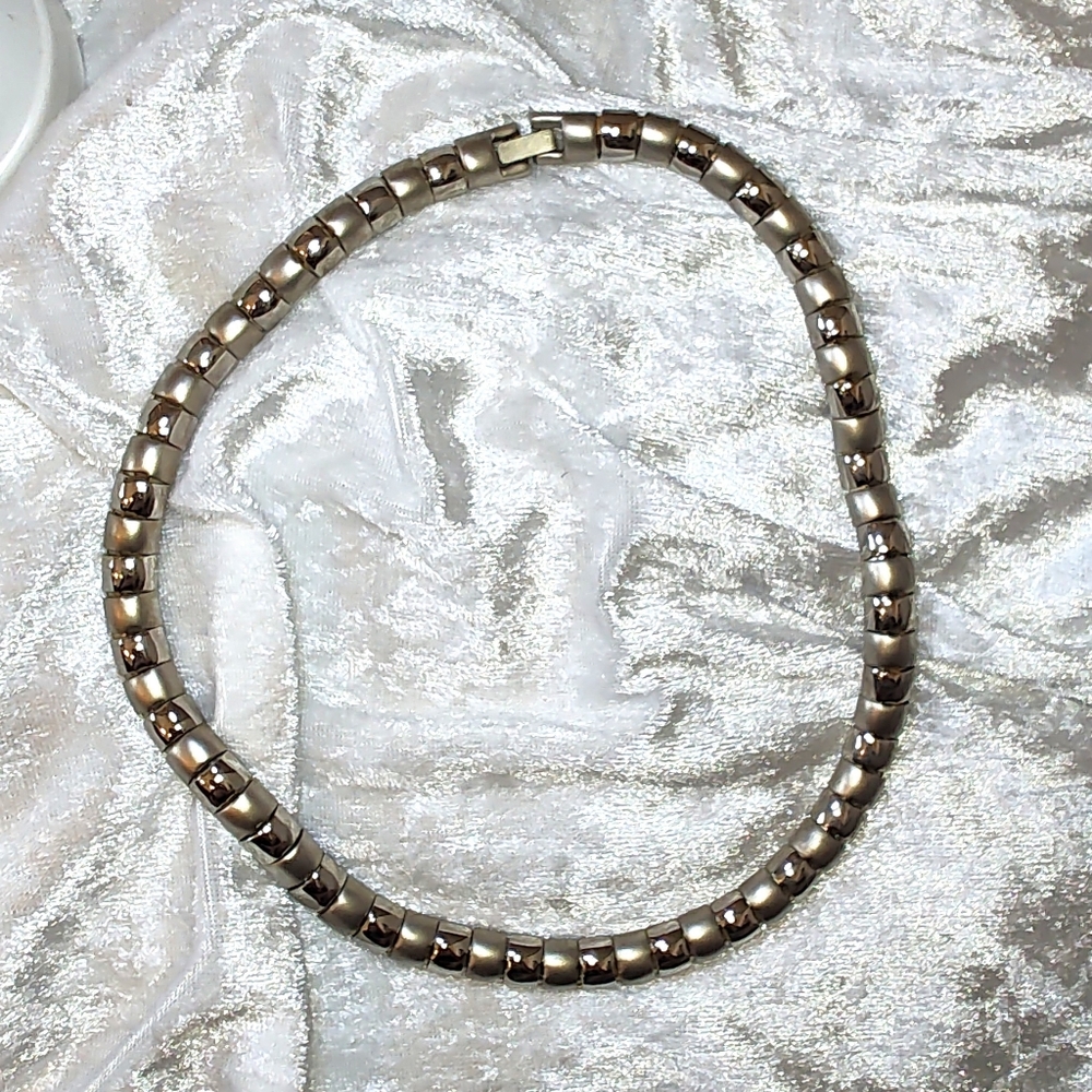 Vintage Beautiful Silver Tone Matte And Polished Omega
